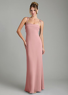 Azazie Ellia Bridesmaid Dresses Dusty Rose A-Line Bow Chiffon Dress image1