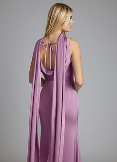 Azazie Tallie Bridesmaid Dresses Wisteria Mermaid Pleated Stretch Satin Dress image3