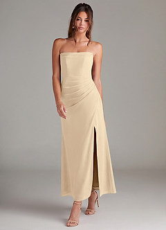 Azazie Leonis Brautjungfernkleider Wandelbar Meerjungfrau-Linie Schulterfrei Chiffon Kleid Champagner image7