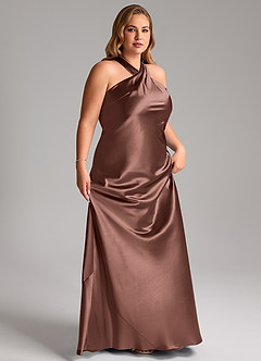 Azazie Doretta Bridesmaid Dresses Espresso Mermaid Bow Metallic Satin Dress image11