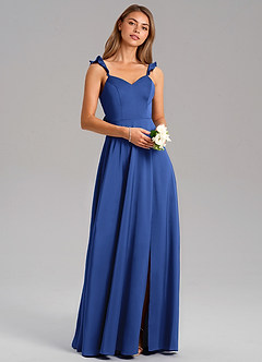 Azazie Everett Bridesmaid Dresses Royal Blue A-Line Stretch Satin Dress image1