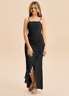 Azazie Buzzy Junior Robe Fourreau en Mousseline de soie Plissée Noir image4