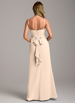 Azazie Tahlia Bridesmaid Dresses White Alabaster A-Line with Belt Chiffon Dress image6