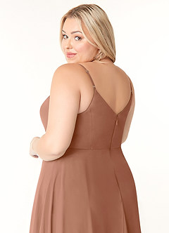 Azazie Clarissa 신부 들러리 드레스 A라인 쉬폰 티 길이 드레스 image12