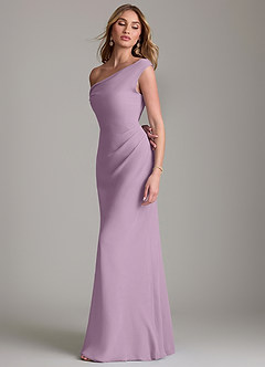 Azazie Emerson Bridesmaid Dresses Wisteria Sheath Off the Shoulder Chiffon Dress image6