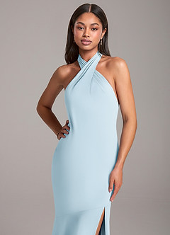 Azazie Lorena Bridesmaid Dresses Sky Blue Mermaid Pleated Chiffon Dress image2
