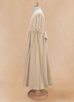 Azazie Joss Flower Girl Dresses Champagne A-Line with Sleeves Chiffon Dress image7