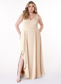 Azazie Kori Final Sale White Alabaster A-Line Pleated Chiffon Dress image6