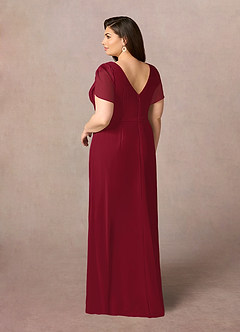 Azazie Marianne vestidos de madre de la novia Vestido de Borgoña de Gasa de Recto con Cuello en V plisado image9