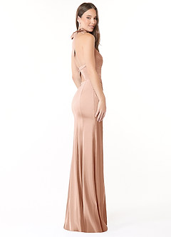 Azazie Emeria Bridesmaid Dresses Rose Gold Mermaid Pleated Stretch Satin Dress image5