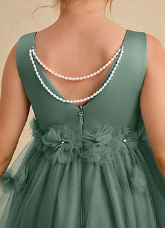 Azazie Lux vestidos de niña de las flores Vestido de Eucalipto de Tul de Corte En A con Perla image6