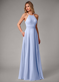 Azazie Amalia Bridesmaid Dresses Ice A-Line Pleated Chiffon Dress image5