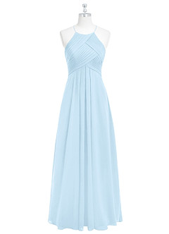 Azazie Ginger Bridesmaid Dresses Sky Blue A-Line Halter Pleated Chiffon Dress image6