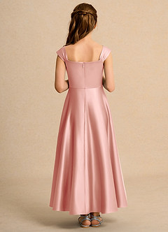 Azazie Bundle Junior Formal vestidos de niña de las flores Vestido de Rosetón de Satin Mate de Corte En A con Plisado image2