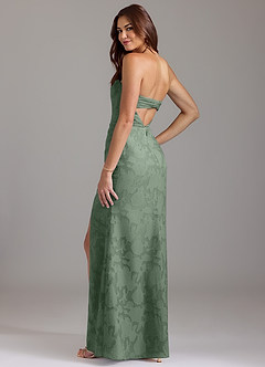 Azazie Leonis Bridesmaid Dresses Matcha Sheath Strapless Floral Burnout Convertible Dress image3