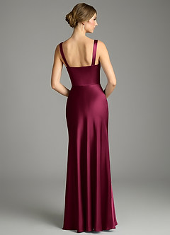 Azazie Alouette Bridesmaid Dresses Burgundy Mermaid Pleated Stretch Satin Dress image2