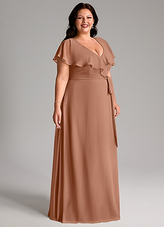 Azazie Lainey Brautjungfernkleider A-Linie mit Taschen Chiffon Kleid Bronzer image4
