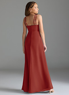 Azazie Leo Junior Terracotta Mermaid Pleated Chiffon Dress image5