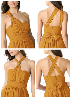 Azazie Olani Bridesmaid Dresses Butterscotch A-Line Off the Shoulder Chiffon Convertible Dress image7