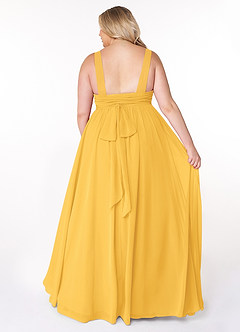 Azazie Kora Bridesmaid Dresses Marigold A-Line Pleated Chiffon Dress image8