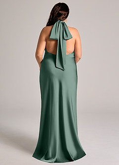 Azazie Velli Abiti da Damigella Abito Sirena in Raso Elasticizzato Collo Alto Eucalipto image9