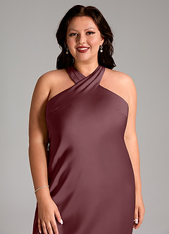 Azazie Doretta Bridesmaid Dresses Sangria Mermaid Pleated Stretch Satin Dress image11