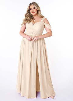 Azazie Lianne Bridesmaid Dresses White Alabaster A-Line Off the Shoulder Chiffon Dress image8