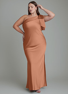 Azazie Yuanna Abiti da Damigella Abito Sirena in Raso Elasticizzato Monospalla Bronzo image11
