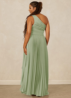Christian Siriano Bridal for Azazie 1008 Bridesmaid Dresses Dusty Sage A-Line One Shoulder Stretch Satin Dress image10
