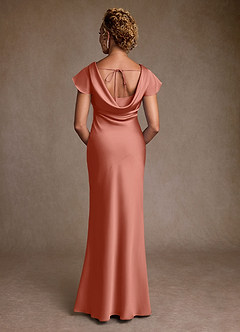 Azazie Shelby 신부의 어머니 드레스 인어 주름진 스트레치 새틴 플로어 길이 드레스 image2