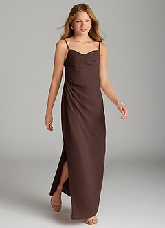 Azazie Mai Junior Ganache Sheath Pleated Chiffon Dress image4