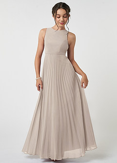 Azazie Lindie Junior A-Linie Plissee Chiffon Kleid Frost image1