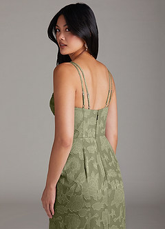 Azazie Leo Bridesmaid Dresses Pistachio Sheath Pleated Floral Burnout Dress image6