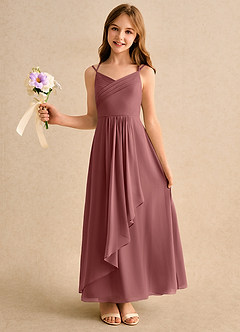 Azazie Zaida Girls Formal Flower Girl Dresses Amethyst A-Line Pleated Chiffon Dress image1