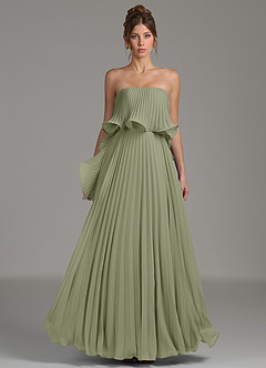 Azazie Alexia Bridesmaid Dresses Pistachio A-Line Ruched Chiffon Dress image4