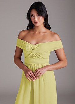 Azazie Lamara Vestidos de damas de honor Sorbete De Limón de Gasa de Mono Convertible con Vestidos sin tirantes image7