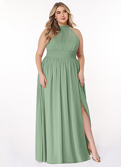 Azazie Iman Bridesmaid Dresses Matcha A-Line A-Line Ruched Chiffon Dress image11