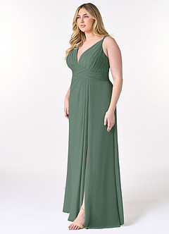 Azazie Maren Allure Bridesmaid Dresses Eucalyptus A-Line V-Neck Lace Chiffon Dress image8