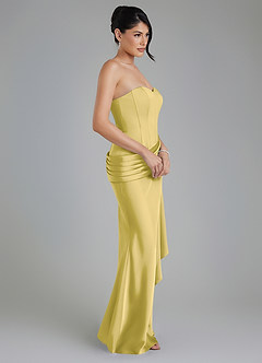 Azazie Draya Bridesmaid Dresses Canary Mermaid Strapless Stretch Satin Dress image5