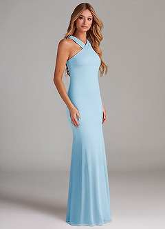 Azazie Doretta Bridesmaid Dresses Sky Blue Mermaid Pleated Chiffon Dress image4