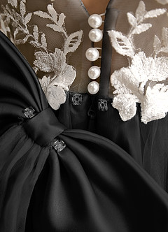 Azazie Mixie Jurken voor bloemenmeisjes Baljurk Jurk van Kant Zwart image8