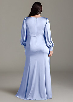 Azazie Raye Bridesmaid Dresses Ice Mermaid Long Sleeve Stretch Satin Dress image8