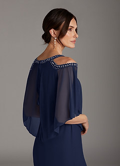 Azazie Junibee Mother of the Bride Dresses Dark Navy Sheath Sequins Mesh Dress image5