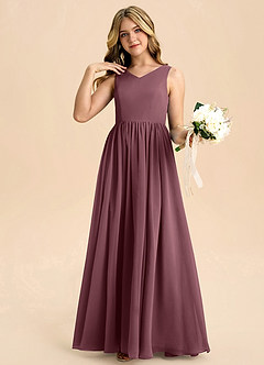 Azazie Hathaway Junior Sangria A-Line Bow Chiffon Dress image5