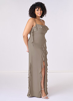 Barbie ♥ Azazie Bridesmaid Dresses Taupe Sheath Bow Chiffon Dress image9