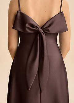 Azazie Isolde Junior Linia A Pofałdowany Satyna elastyczna Długość podłogi Młodsza druhna Sukienka image5