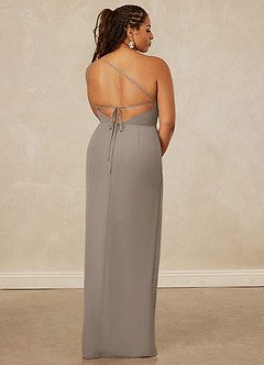 Christian Siriano Bridal for Azazie 1003 Bridesmaid Dresses Taupe Sheath One Shoulder Chiffon Dress image15