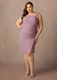 Azazie Cecily Mother of the Bride Dresses Dusty Rose Sheath Stretch Crepe Dress image6