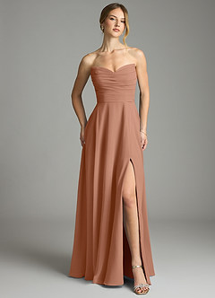 Azazie Ayla Abiti da Damigella Abito A-Line in Chiffon Scollo a Cuore Bronzo image5