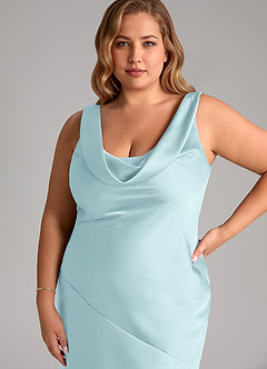 Azazie Rylina Bridesmaid Dresses Cloud Blue Mermaid Stretch Satin Dress image11